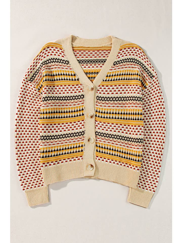 Khaki Buttoned V Neck Cropped Cardigan for wholesale on Faire