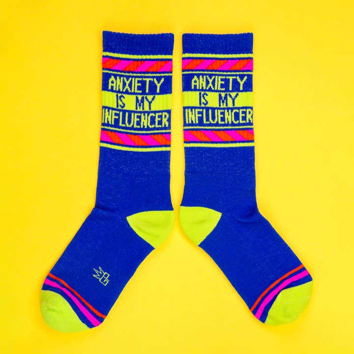 Gumball Poodle - Wholesale Socks - Unisex - Anxiety is My Influencer Gym Crew Socks