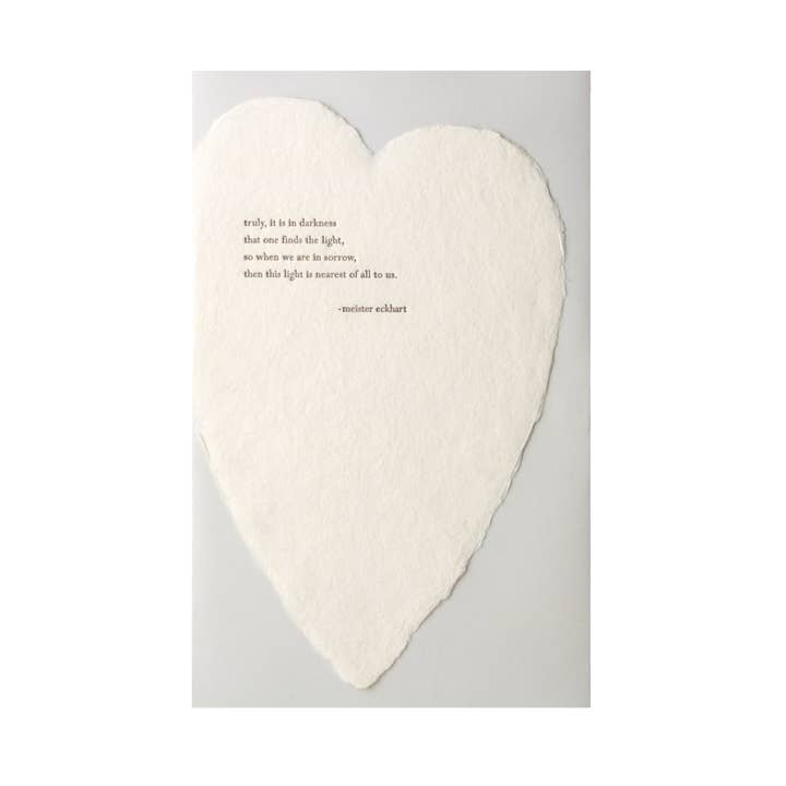 Eckhart Quote Deckled Heart Handmade Paper Letterpress Card for wholesale by Oblation Papers & Press