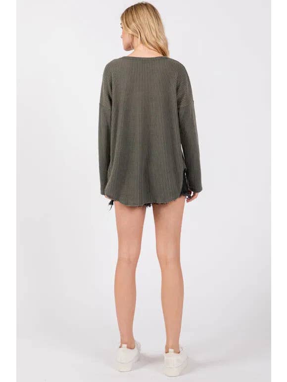 Final Touch - Wholesale Knit Top - Women's - Brushed Waffle Long Sleeve Top - NT313098