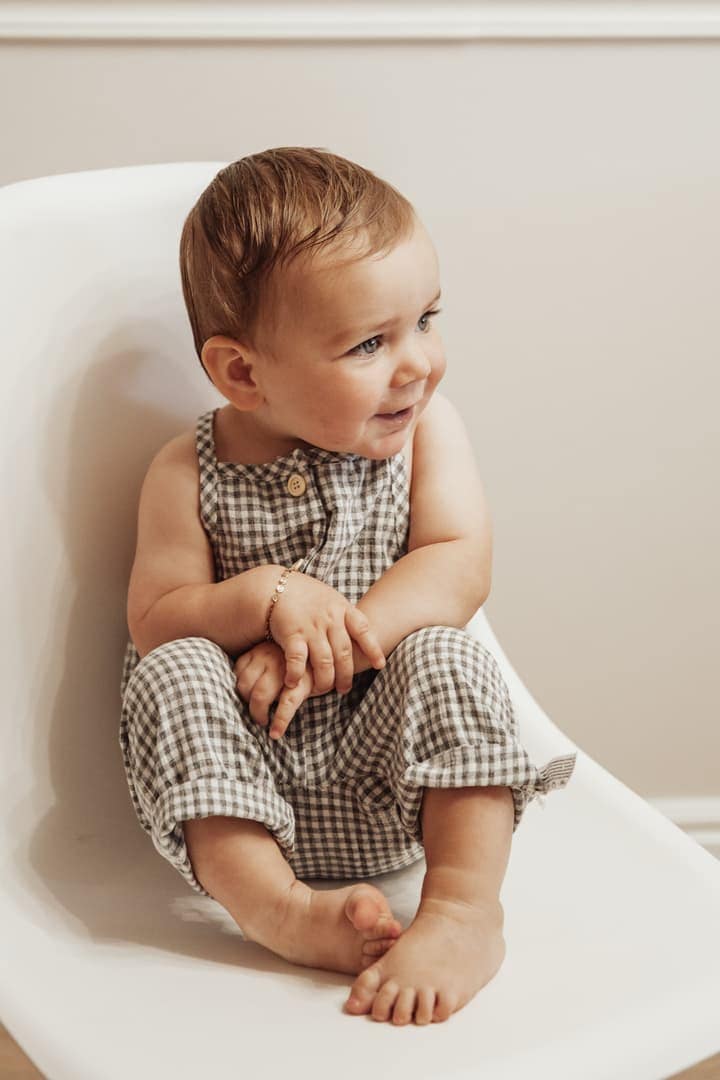 OLIVE & CRADLE - Wholesale Jumpsuit - Baby - Atticus Gingham Cotton Romper1