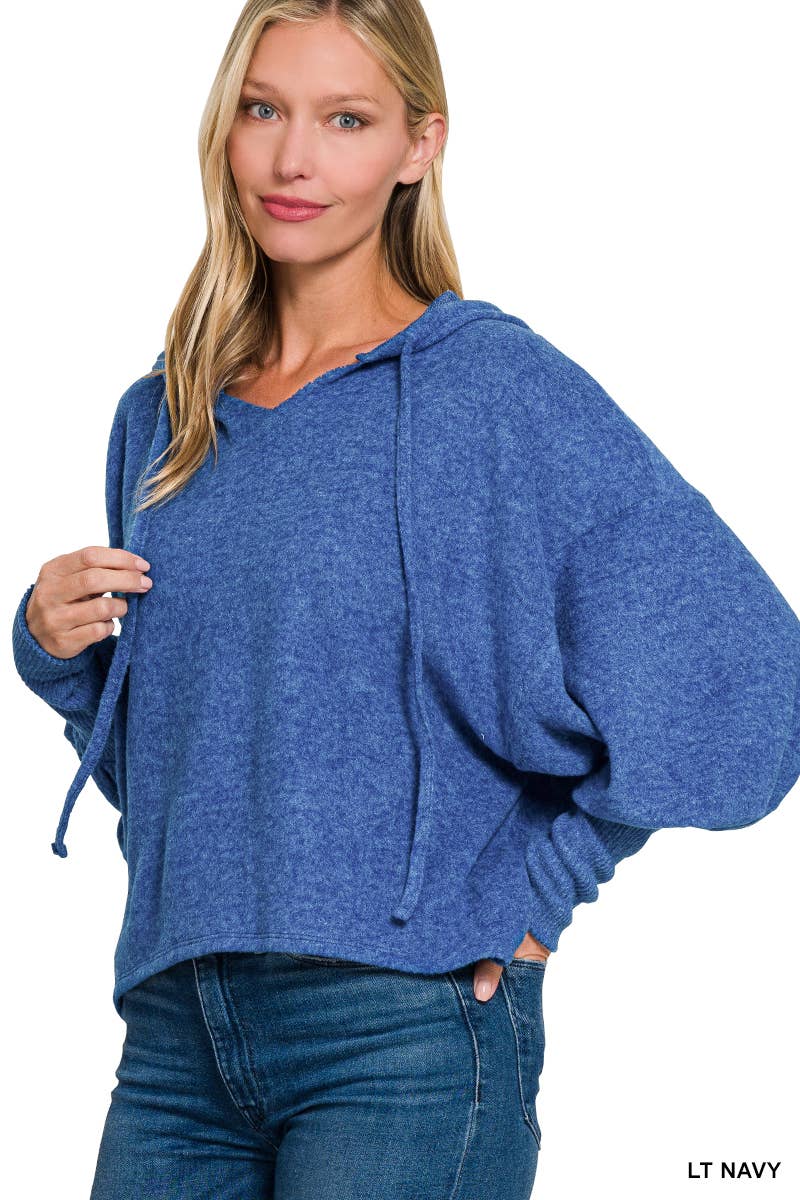 42POPS - Vente Sweat à capuche – femme - Hoodie à manches ballon courtes en Hacci brossé doux5