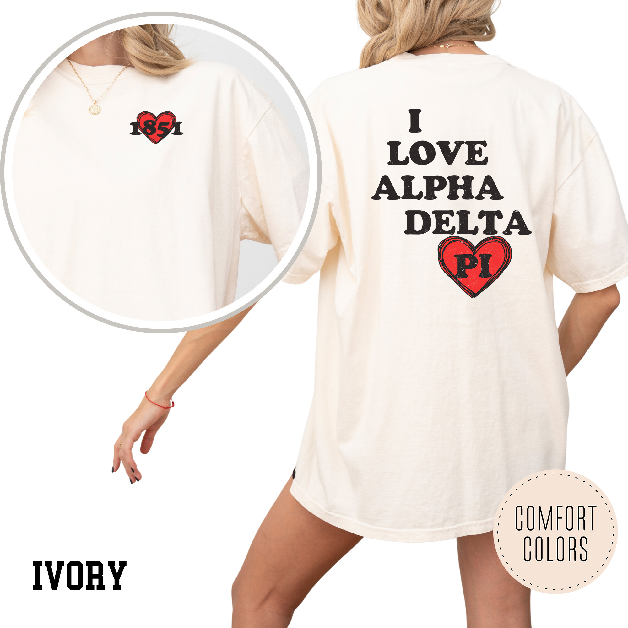 Kite and Crest - Wholesale Screen Printed T-Shirt - Women's - I Love Comfort Colors Sorority T-shirt1