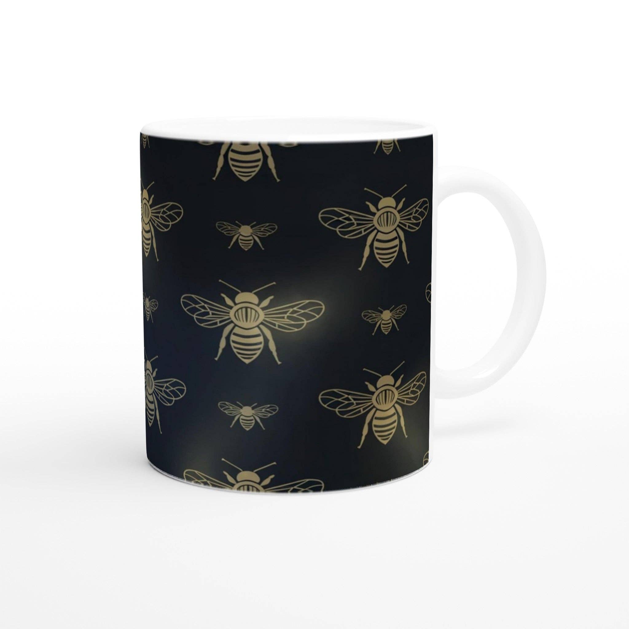 Aminelle & Willow - Wholesale Coffee Mug - Stylish Black Mug with Gold Bees - Elegant Ceramic Cup for Coffee and Tea1