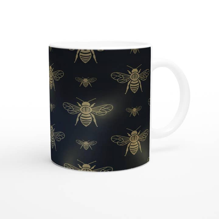 Aminelle & Willow - Wholesale Coffee Mug - Stylish Black Mug with Gold Bees - Elegant Ceramic Cup for Coffee and Tea1