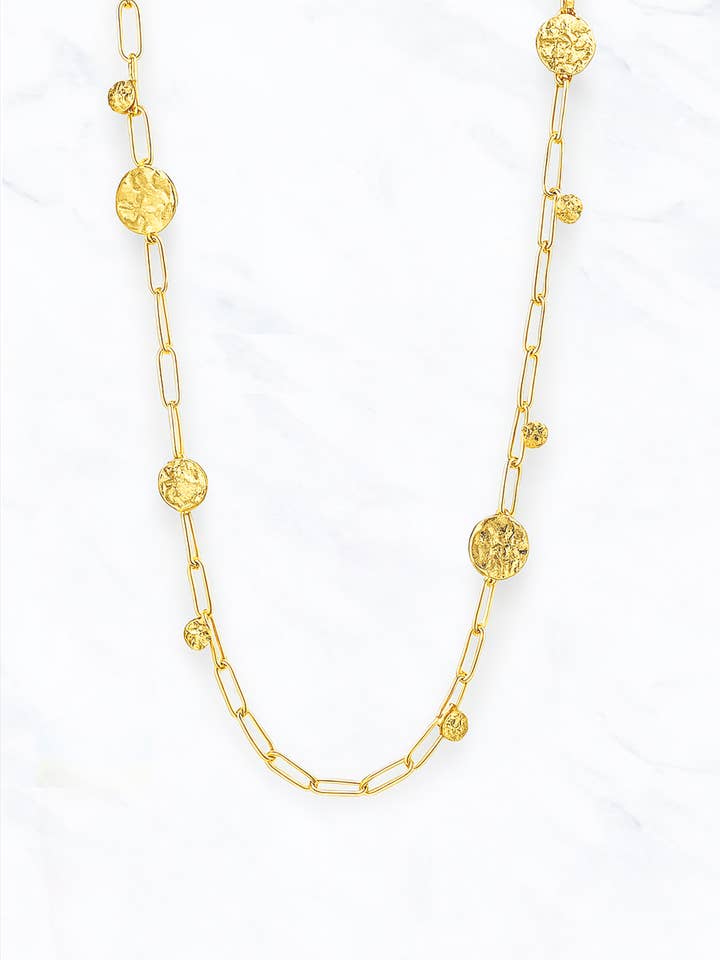 Colar de Corrente com Elos e Pendente Texturizado por atacado de Suzie Q USA