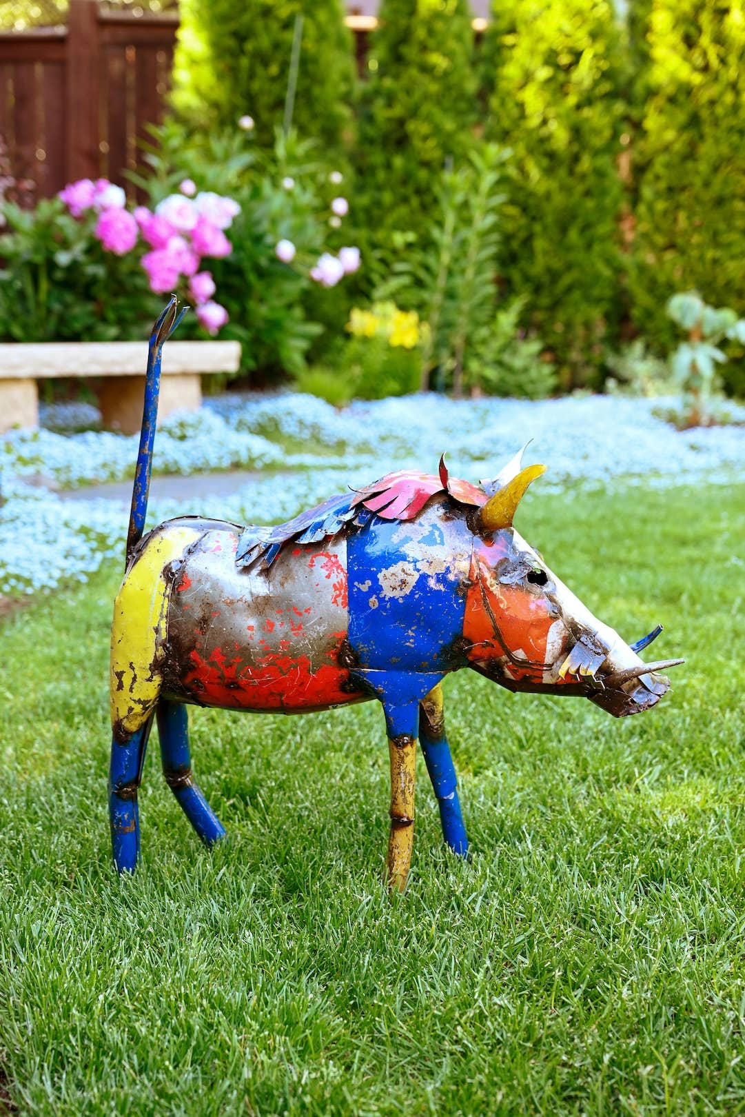 Swahili | AFRICAN MODERN - Wholesale Sculpture - Colorful Recycled Oil Drum Wart Hog Sculptures3