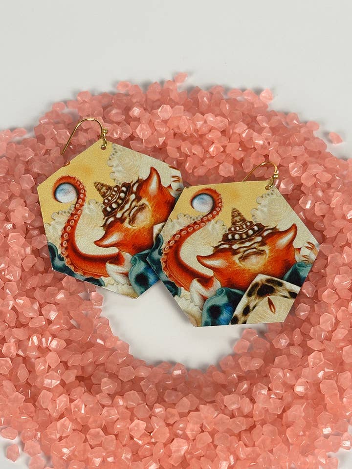 Octopus Garden upcycled earrings for wholesale by Not Nice