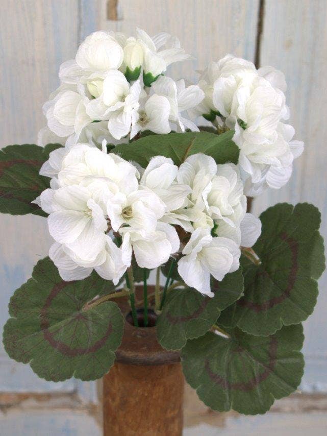 White Geranium 13in Pick for wholesale by Wholesale Home Decor
