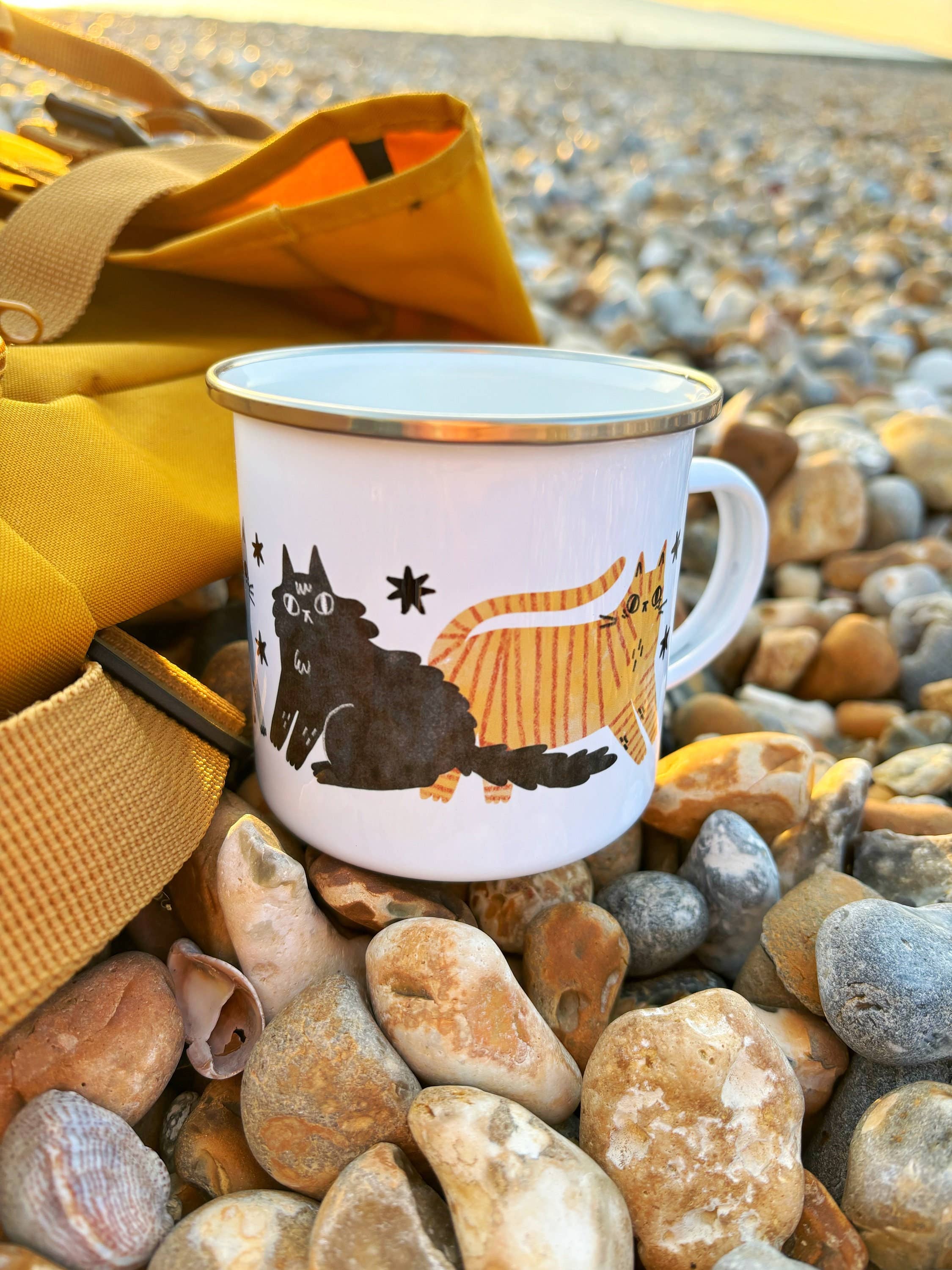 I LIKE CATS - Wholesale Coffee Mug - Illustrated Cat Enamel Camping Mug6
