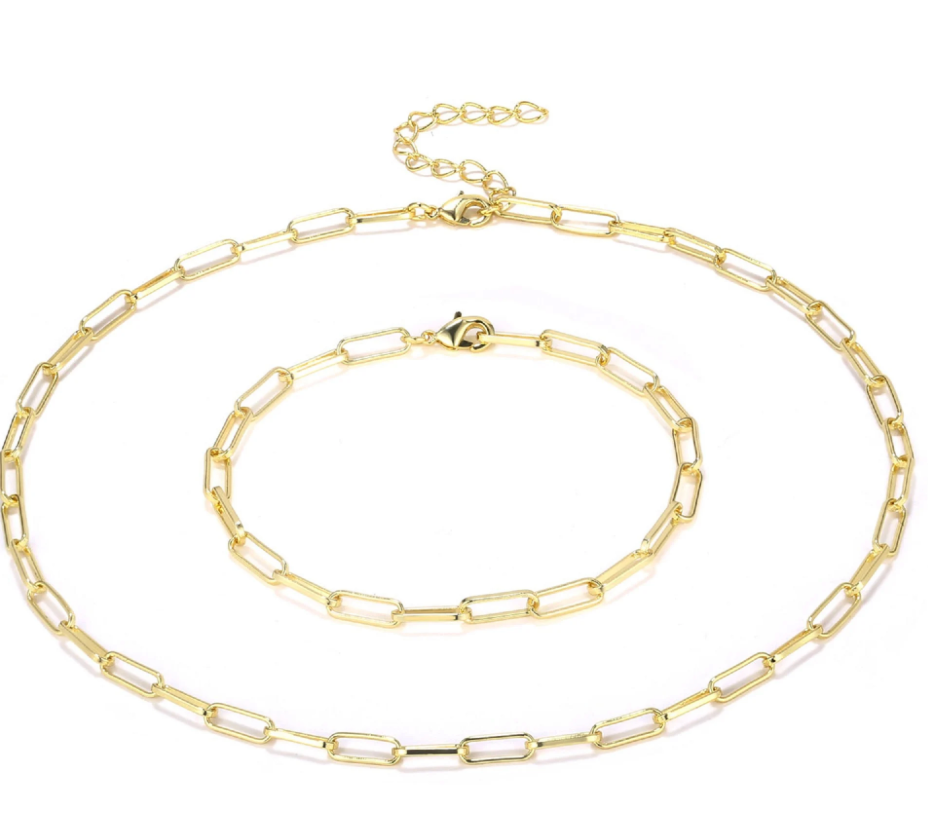 HoopLa - Wholesale Link & Chain Necklace -  PaperClip Necklace & Bracelet Chain-Steel-Waterproof-PVD11