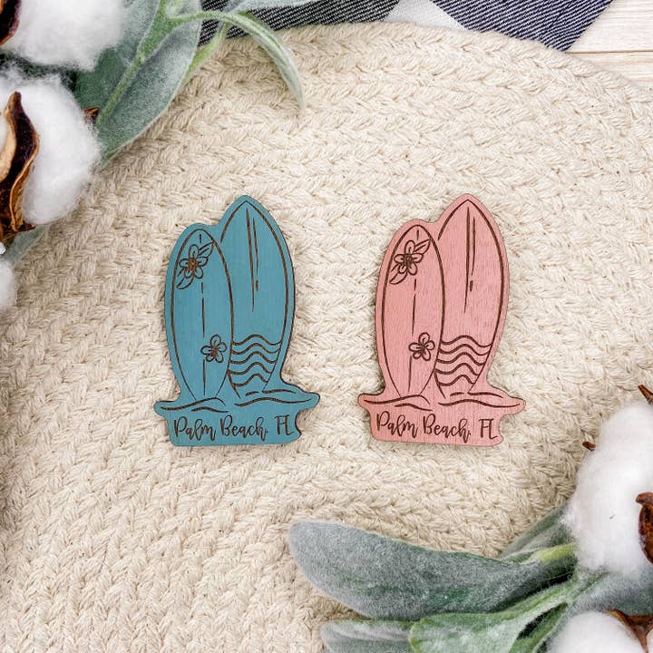 Surfboard Wooden Magnet for wholesale by The Cottonseed Marketplace