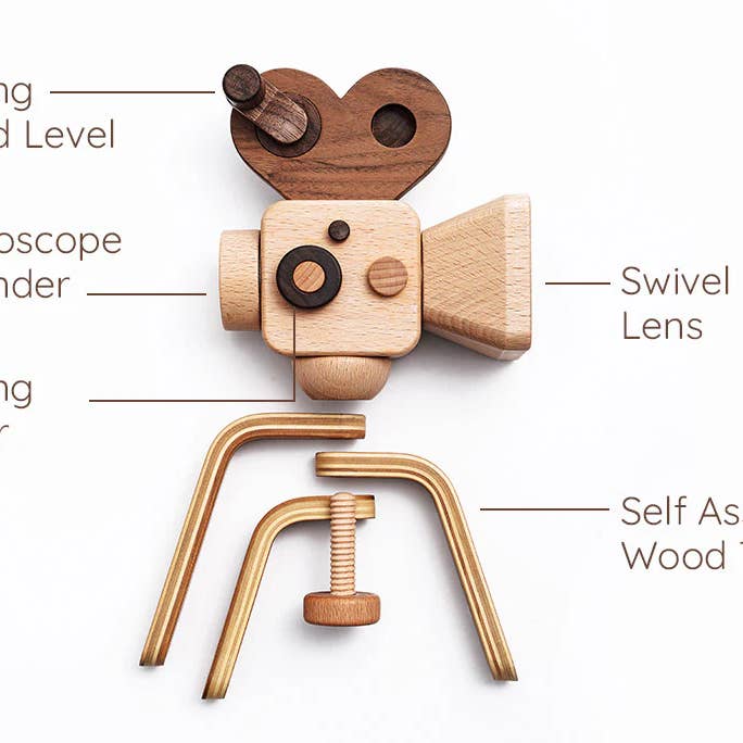 Father's Factory - Wholesale Wood Toy - Kids - Super 16 Pro Wooden Toy Camera With Tripod
