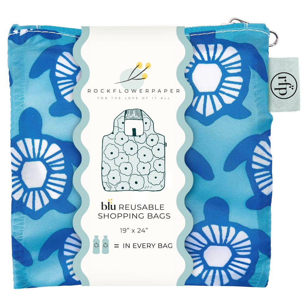 rockflowerpaper – wholesale Grocery/shopping bag – Turtles blu Reusable Shopping Bag2