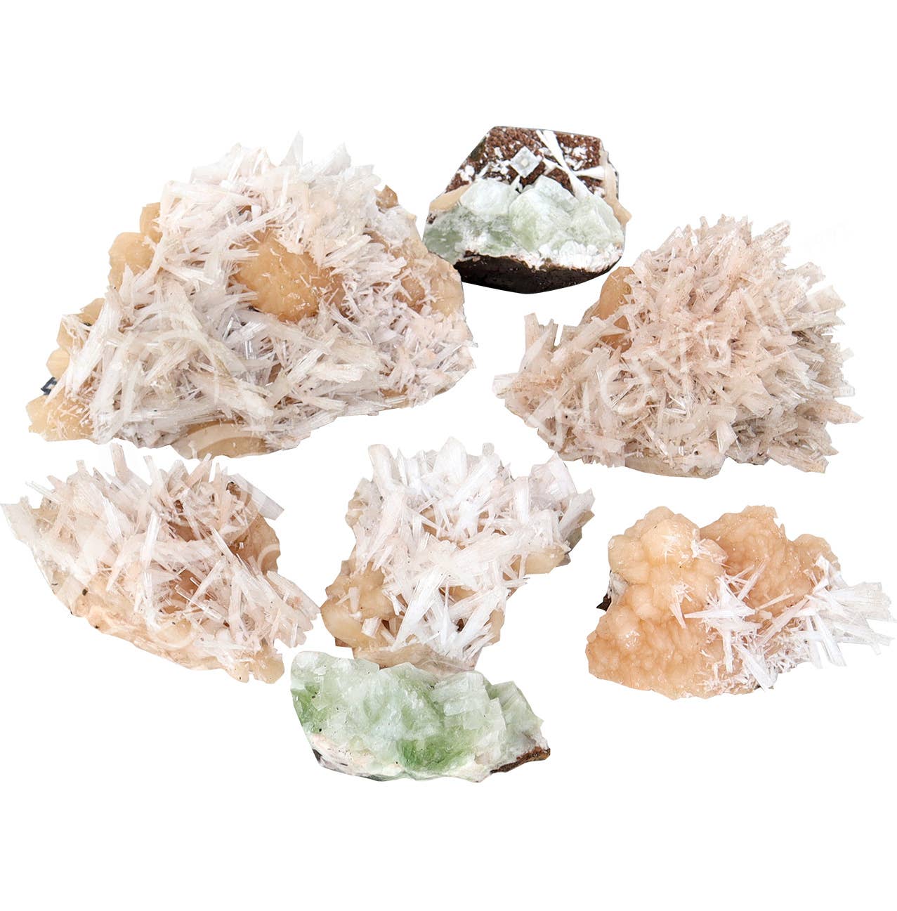 Oceanic Linkways Inc - Wholesale Spiritual Stone/Crystal - (KG)SPECIMEN - SCOLECITE CRYSTAL QUARTZ ON PINK STILBITE 2-0