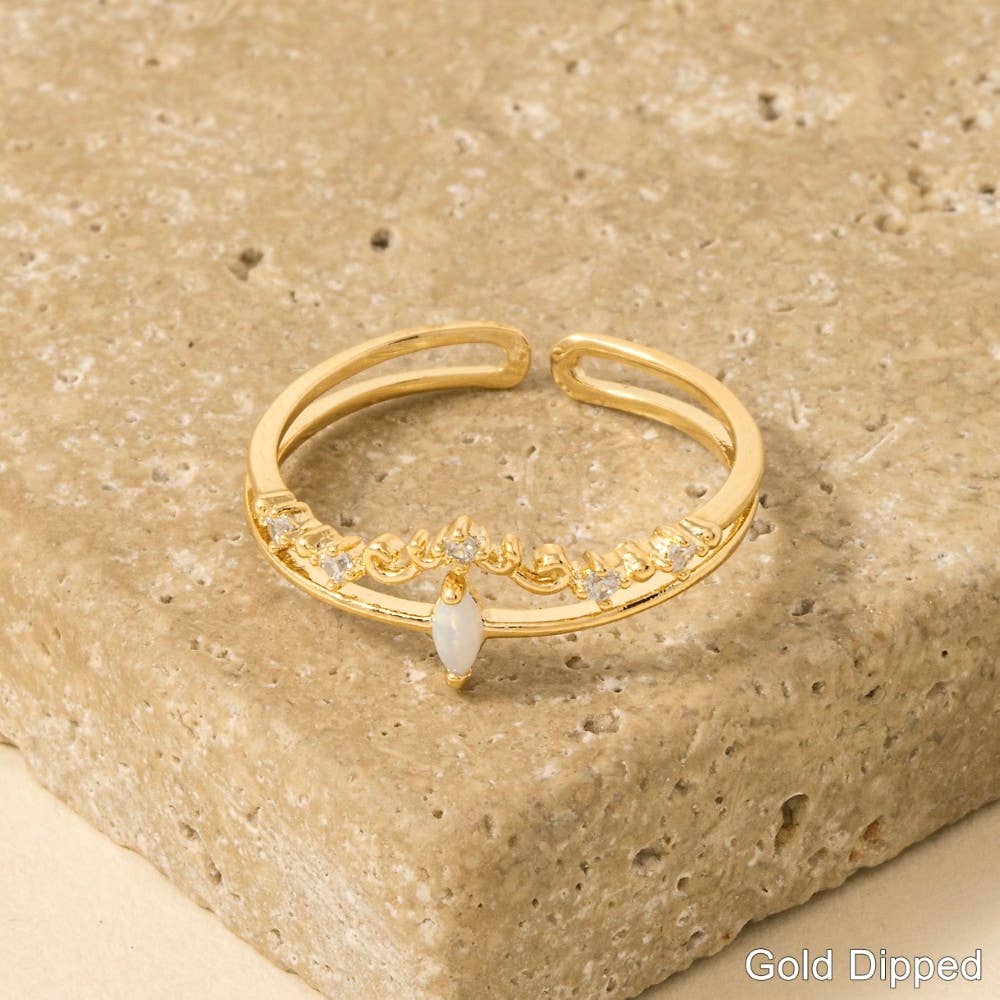 Anarchy Street – Engroshandel Båndring – Dobbelt Band Opal Rhinestone justerbar Ring1