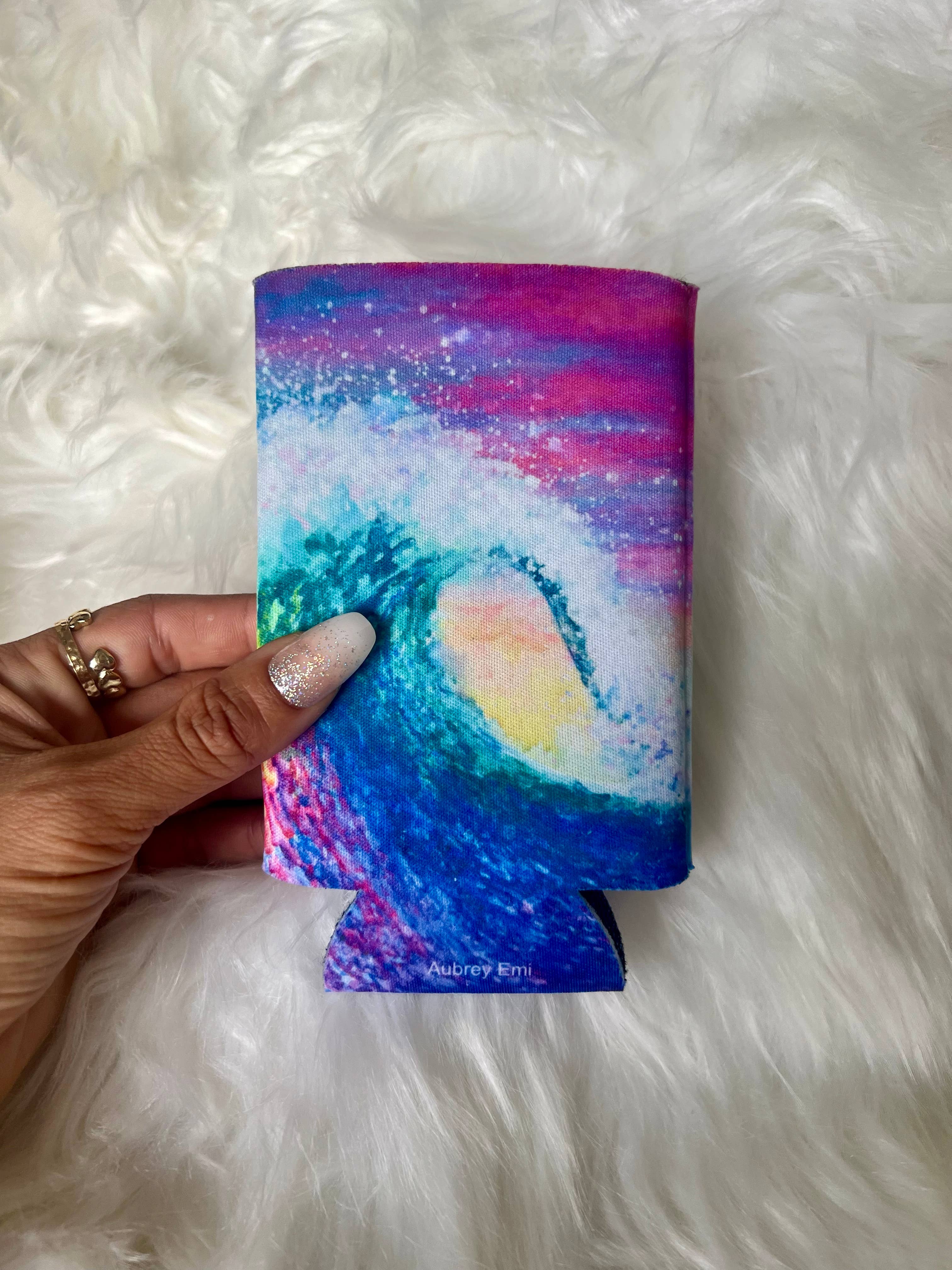 Aubrey Emi Designs – wholesale Drinkkramare – Akvarell Wave Skinny Seltzers Koozie0