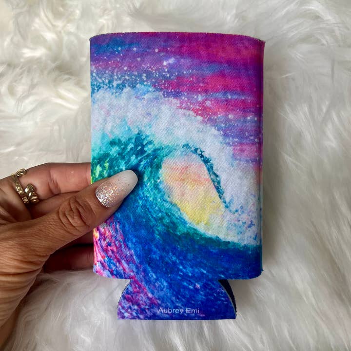 Aubrey Emi Designs – wholesale Drinkkramare – Akvarell Wave Skinny Seltzers Koozie0