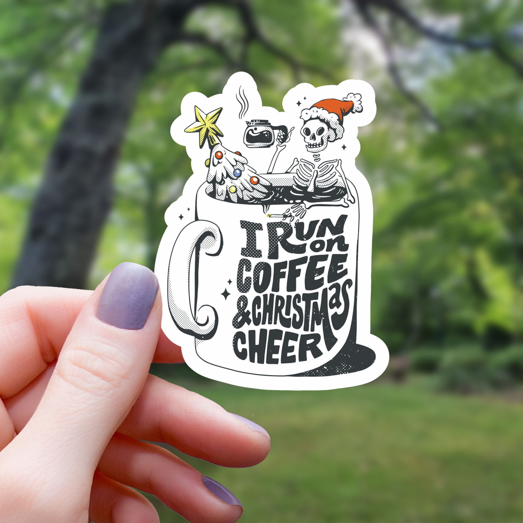 Mimic Gaming Co - Wholesale Sticker - I Run On Christmas Cheer and Coffee Sticker - 3"0