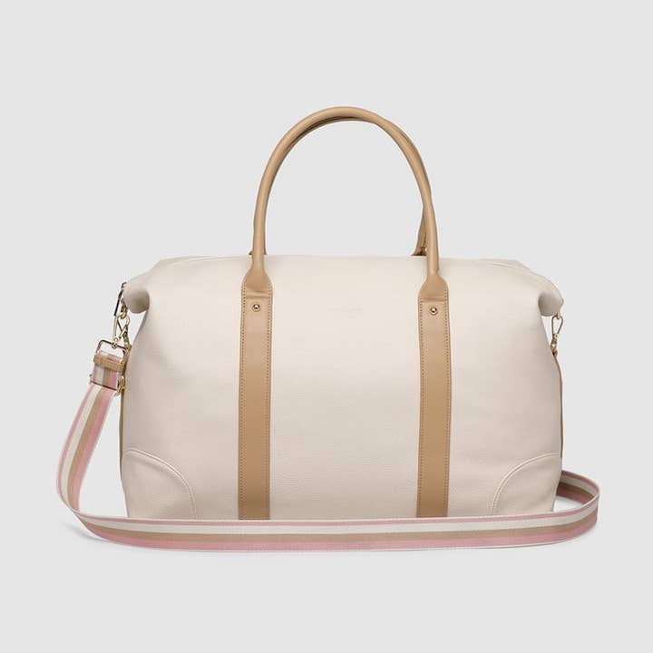 Alexis Stripe Weekender Reisetasche - Vanille für den Großhandel von Louenhide