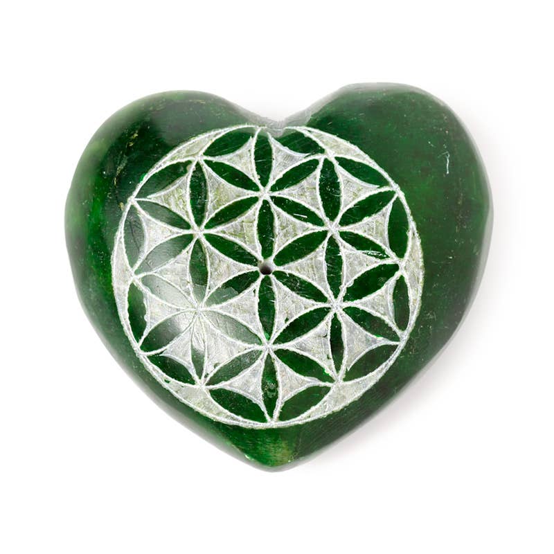 Puckator EU - Wholesale Incense Holder - Carved Soapstone Chakra Heart Flower of Life Incense Burner3