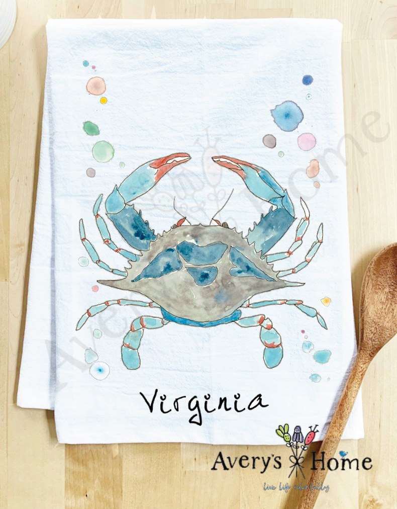 Avery's Home - Wholesale Tea Towel - Blue Crab Ocean Customizable Coastal Tea Towel42