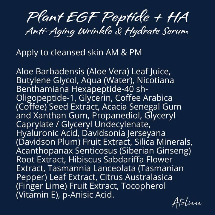 Ataliene - Private Label Skin Care Atelier - Wholesale Facial Serum/Concentrate - Plant EGF Peptide Serum Growth Factor + HA Private Label Spa39