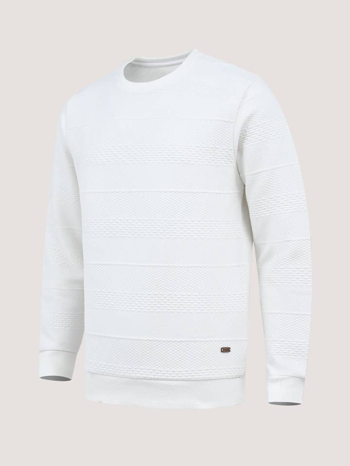 Off White Tekstureret Jacquard Sweatshirt for engroshandel hos Brian Oak Limited
