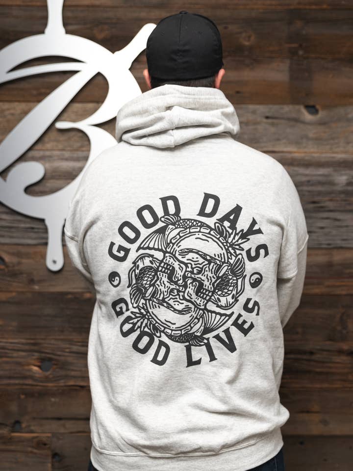 Good Days / Good Lives - Oatmeal Hooded Sweatshirt por atacado de South Quarter