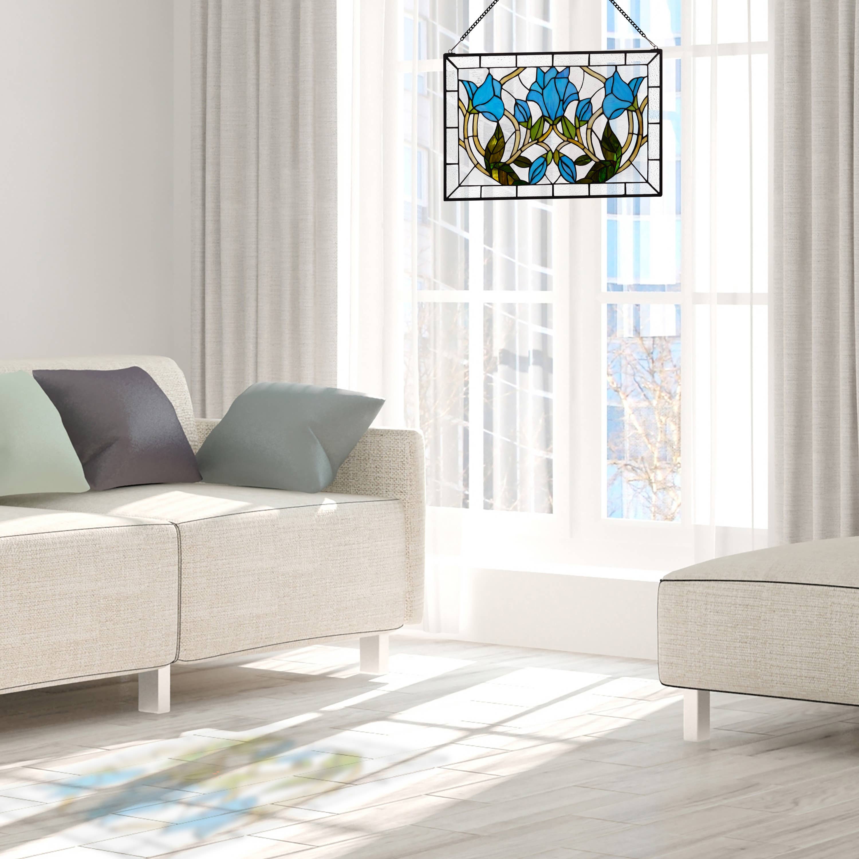 River of Goods - Wholesale Suncatcher - 24"W Floral Vine Tiffany-Style Stained Glass Window Panel7