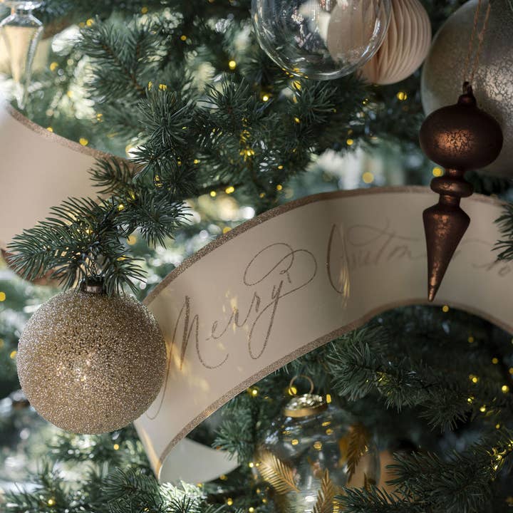 CG Hunter - Wholesale Ornament Set - 4" Beaded Cream Glass Ornament2