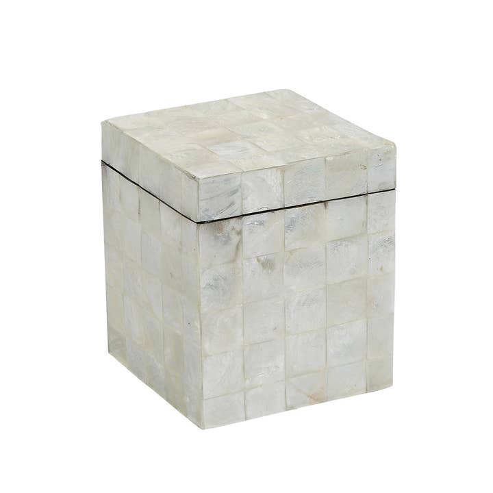 HS Seashells - Wholesale Bathroom Accessory Set - White Tiled Capiz Shell 7PC Bathroom Set6