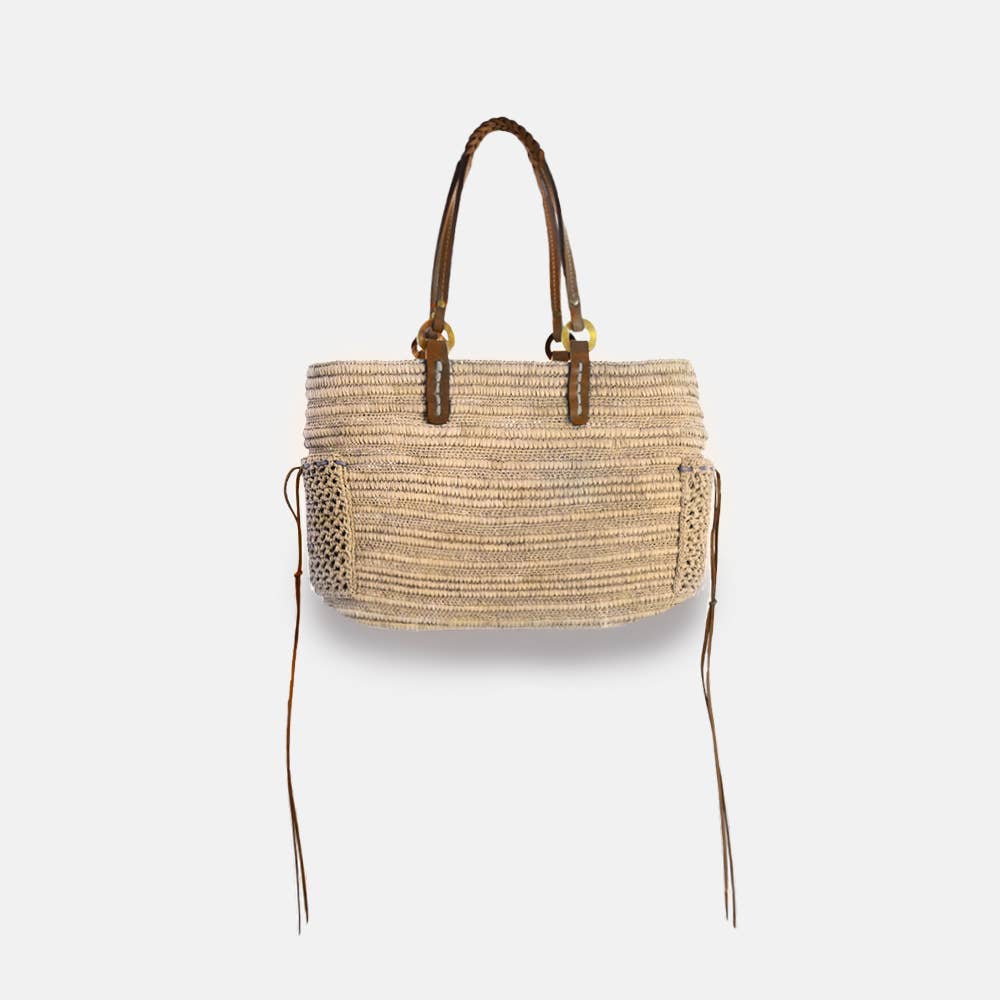 SANS-ARCIDET PARIS – Saco de praia por atacado – Boris SS23 - Saco de ráfia com alça entrançada7