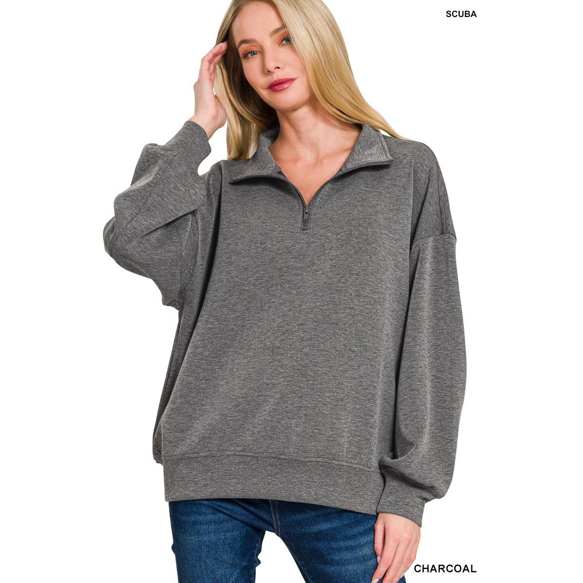 Apolline – wholesale Sweatshirt - Dam – Scuba tröja med halv dragkedja1