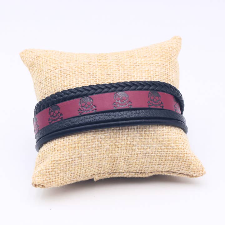 Pulseira Caveira Couro por atacado de Betribus