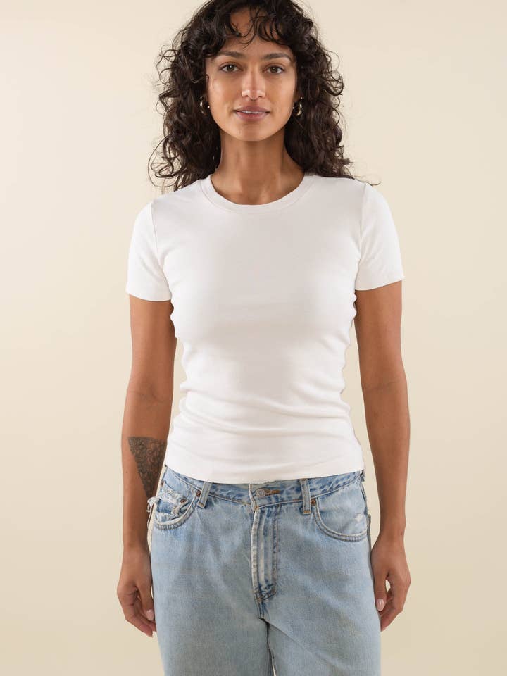 Wit Babyshirt van katoen en spandex van normale lengte - grote maten voor groothandel op Faire