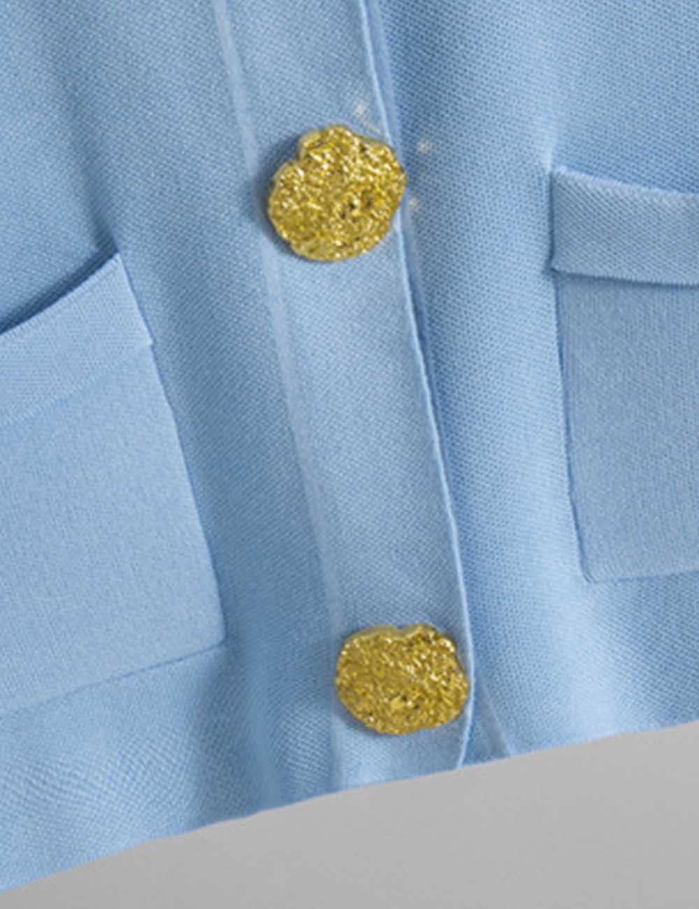 Sweetkama - Vendita all'ingrosso Completo top e pantaloni (NON loungewear) - Donna - Completo 2 pezzi: Gilet e Pantaloni a Maglia con Bottoni e Scollo a V a Tinta Unita da Donna16