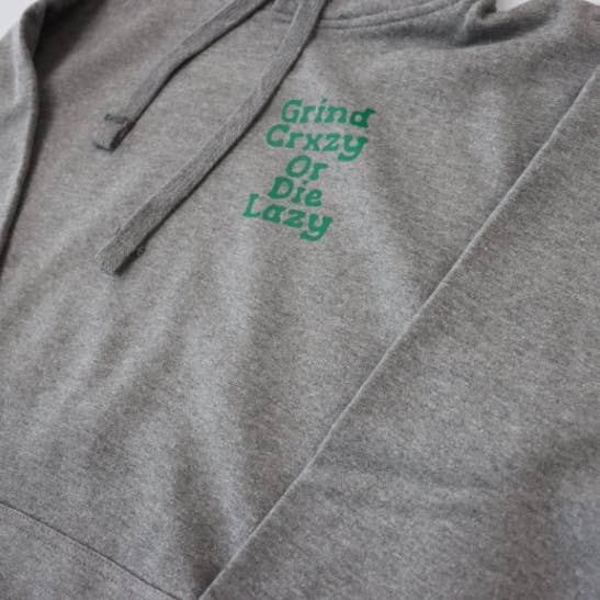 Grindcrxzy - Moletom cinza e verde “GCDL” por atacado de GrindCrxzy