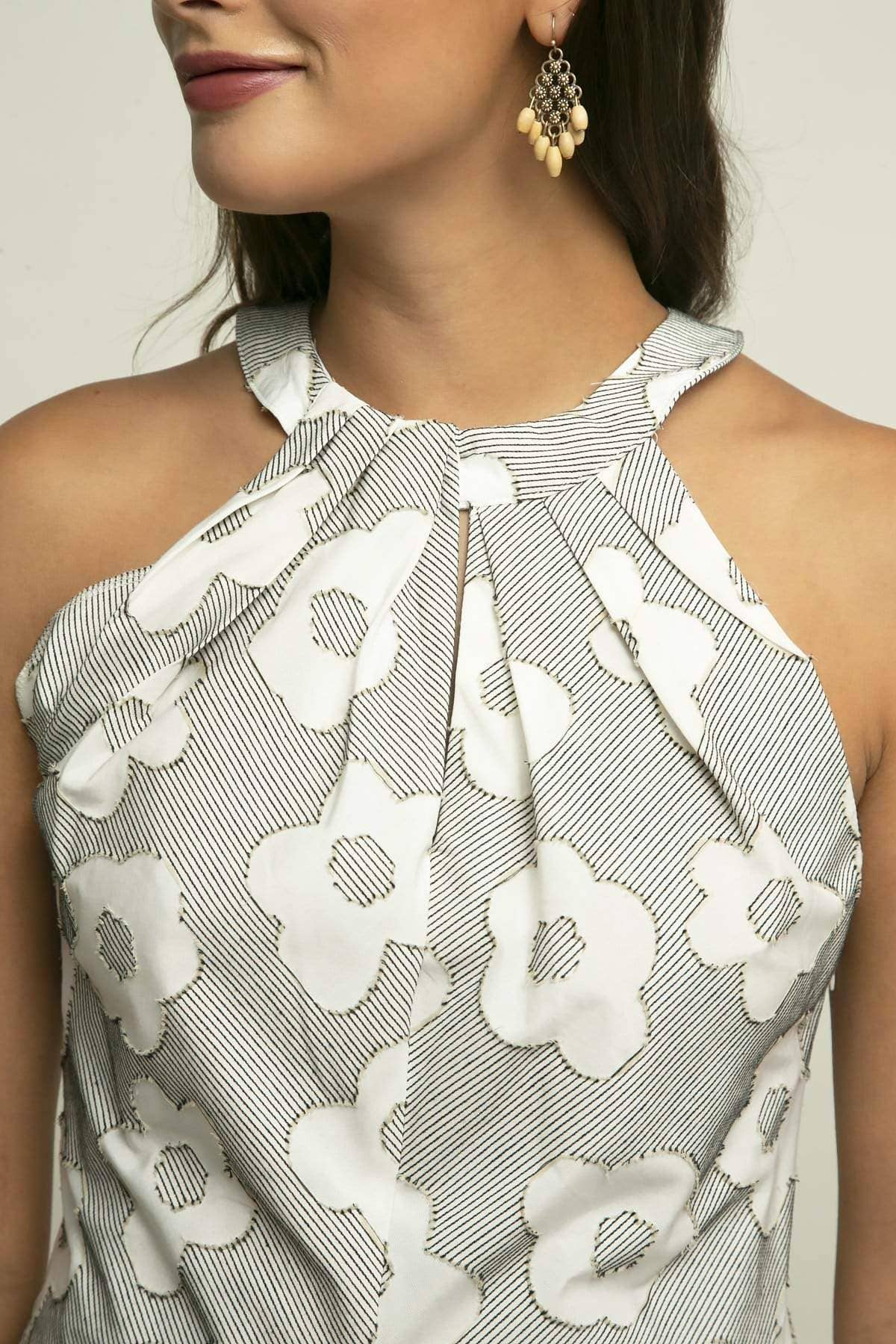 Eva Franco - Wholesale Blouse - Dames - Ella Top - Ronde Cake Bloemen Halter Hals2