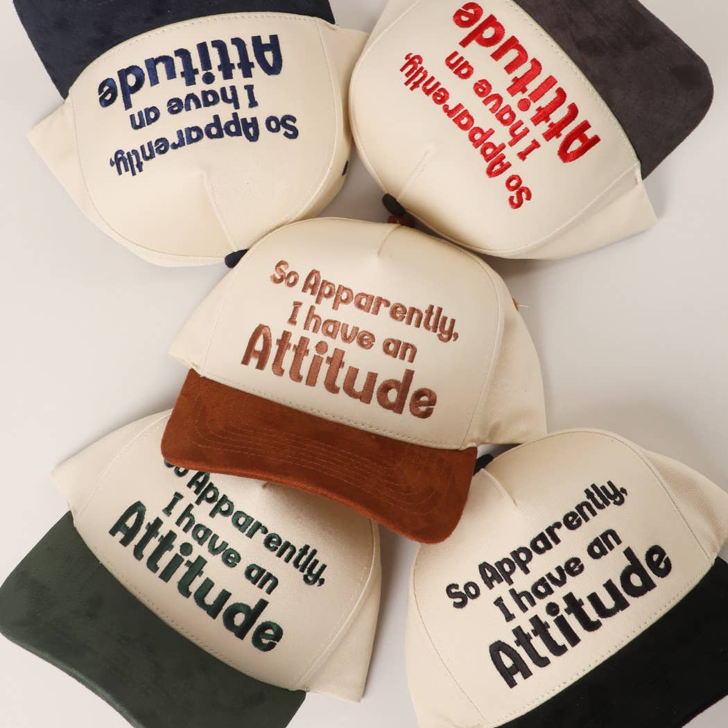 Fashion City - Wholesale Trucker Hat - Women's - So Apparently I Have An Attitude Two-Tone Suede Trucker Hat3