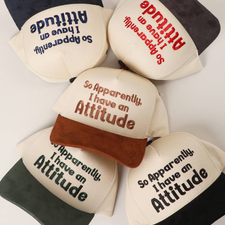 Fashion City - Wholesale Trucker Hat - Women's - So Apparently I Have An Attitude Two-Tone Suede Trucker Hat3