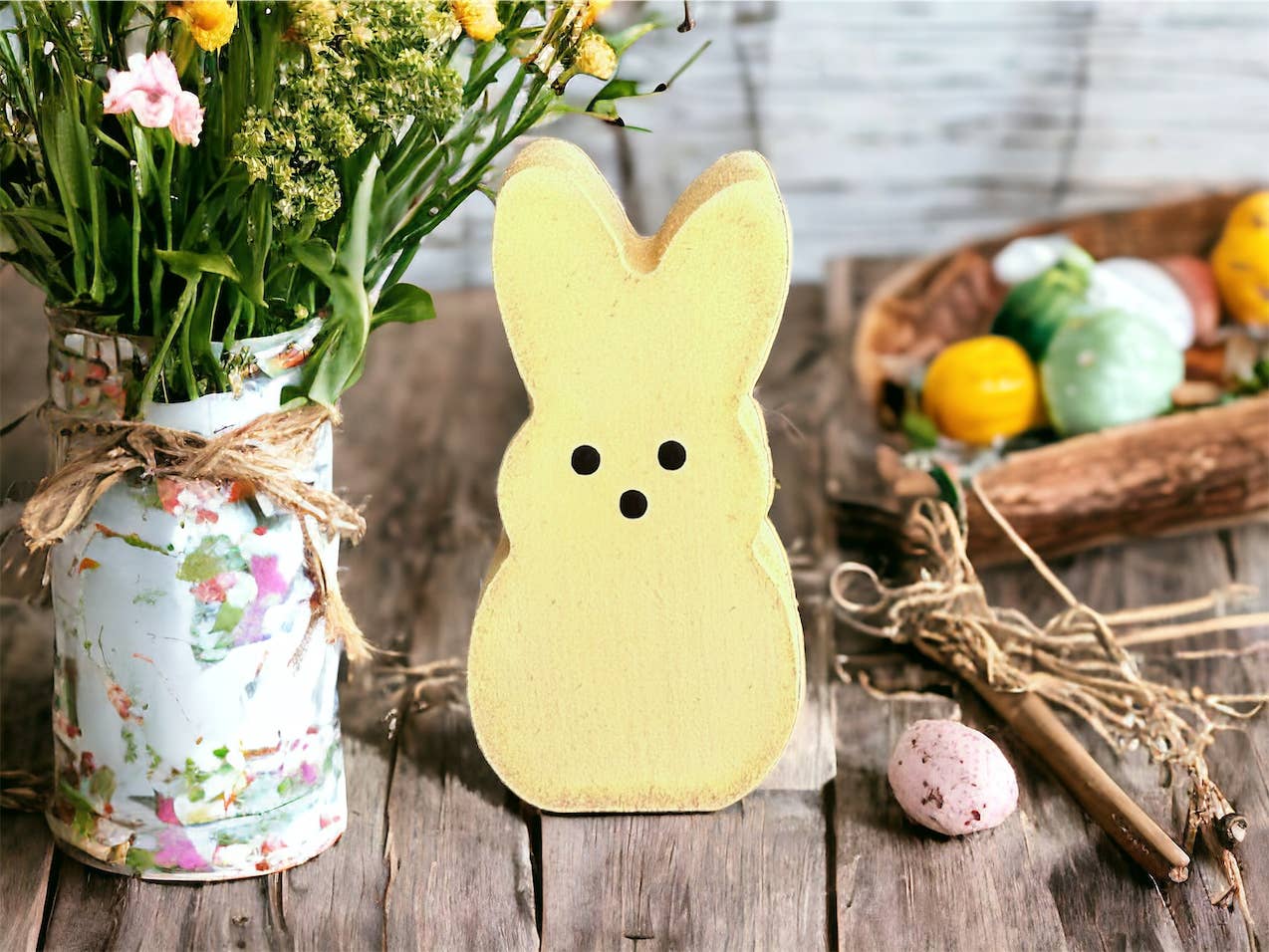 Inkwood Crafters - Wholesale Decorative Tabletop Object - Primitive Rustic Wood Spring/Easter Peeps - SMALL 3.5"7