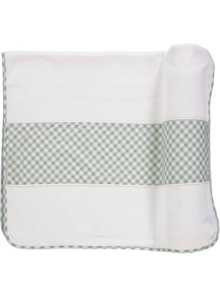 Couverture de bébé blanche et verte pour la vente par Piccola Speranza