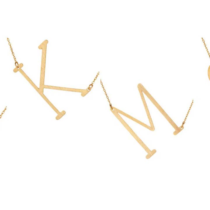 LARGE ANGLED SERIF MONOGRAM NECKLACE PROGRAM (KIT OF 17) for wholesale by The Luxe Group