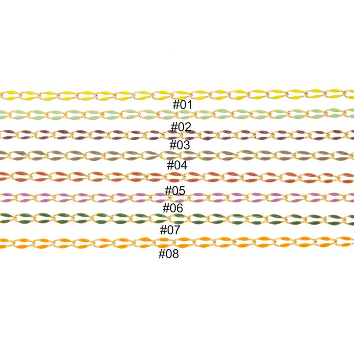 Jewel Pledge - Wholesale Craft Supplies - Gold Enamel Oval Link Chain for Jewelry Making CHG1037-016