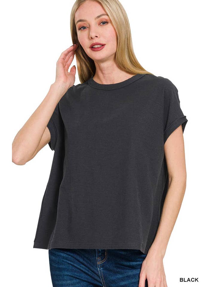 Vanilla Monkey - Wholesale Knit Top - Women's - Cotton Slub Round Neck Short Sleeve Tee