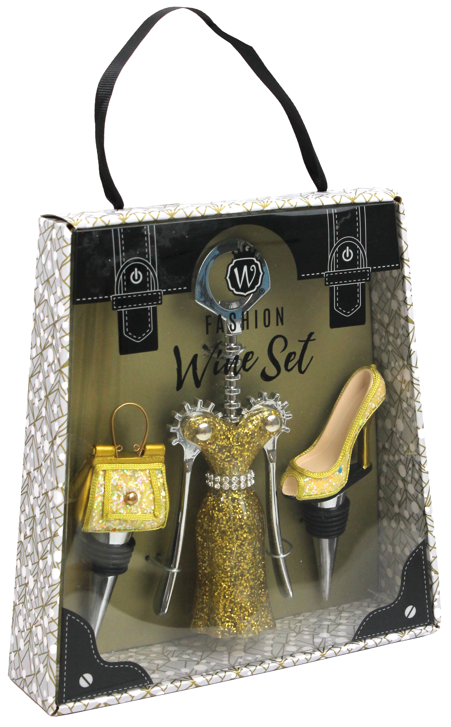 Wild Eye Designs - Vente Pompes à vide pour vin - Ensemble de mode vin léopard blanc et or1