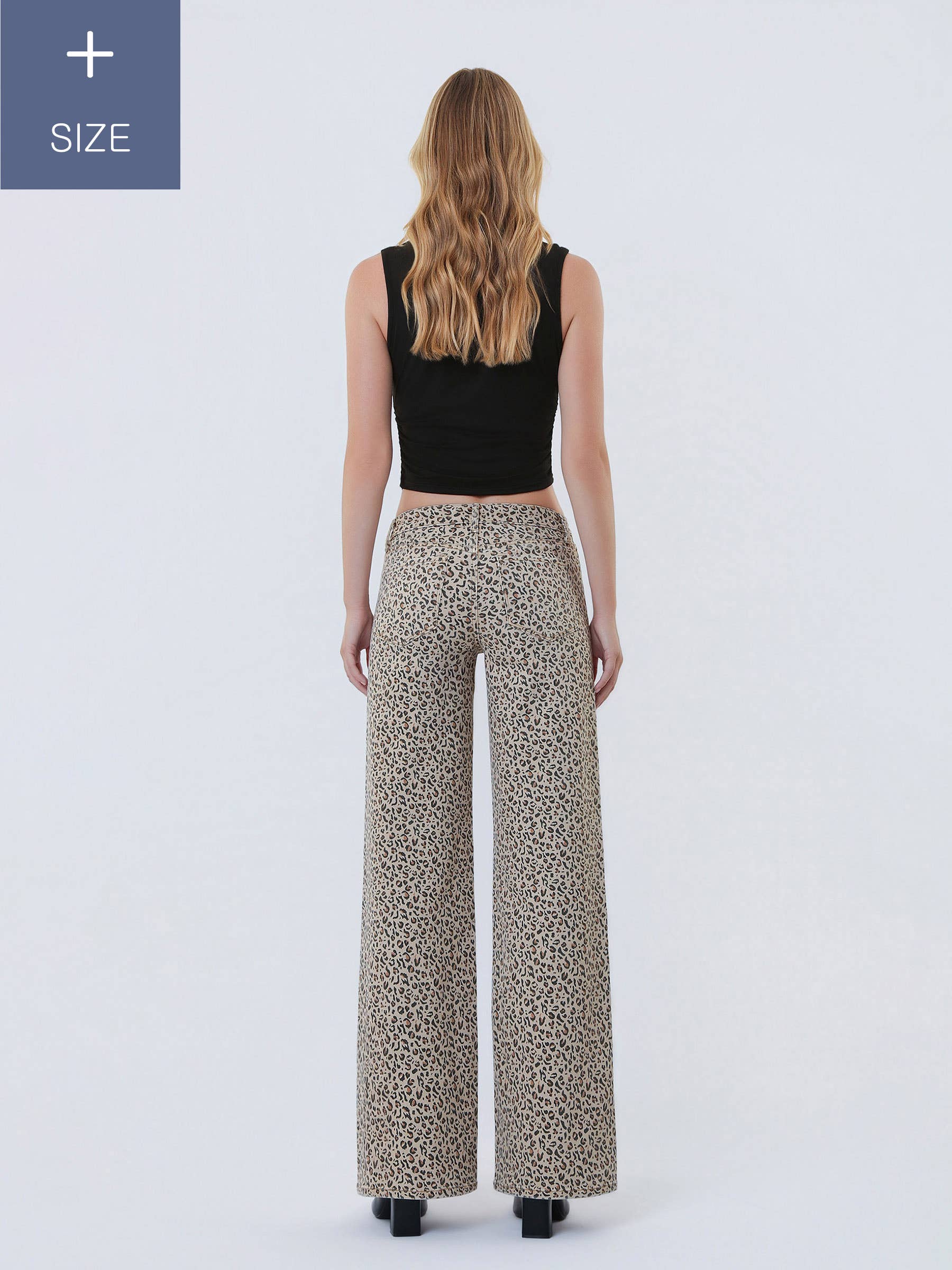 PLUS SIZE MID RISE LEOPARD PRINT WIDE LEG JEANS LV2178LPD-P for wholesale on Faire7