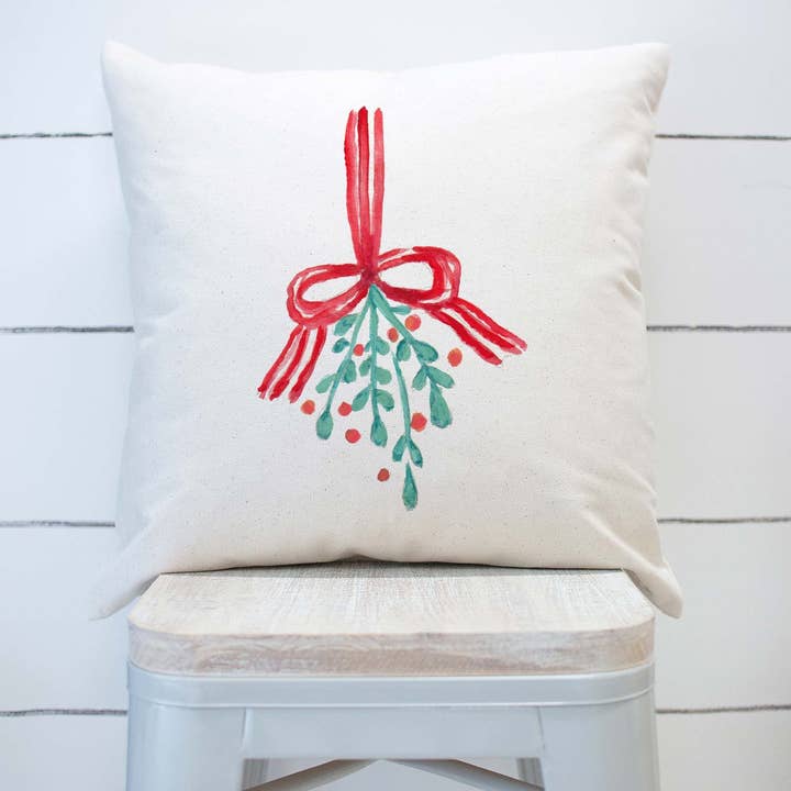 Taie d'oreiller de Noël vintage à l'eau de gui pour la vente par Rising Tide Vintage