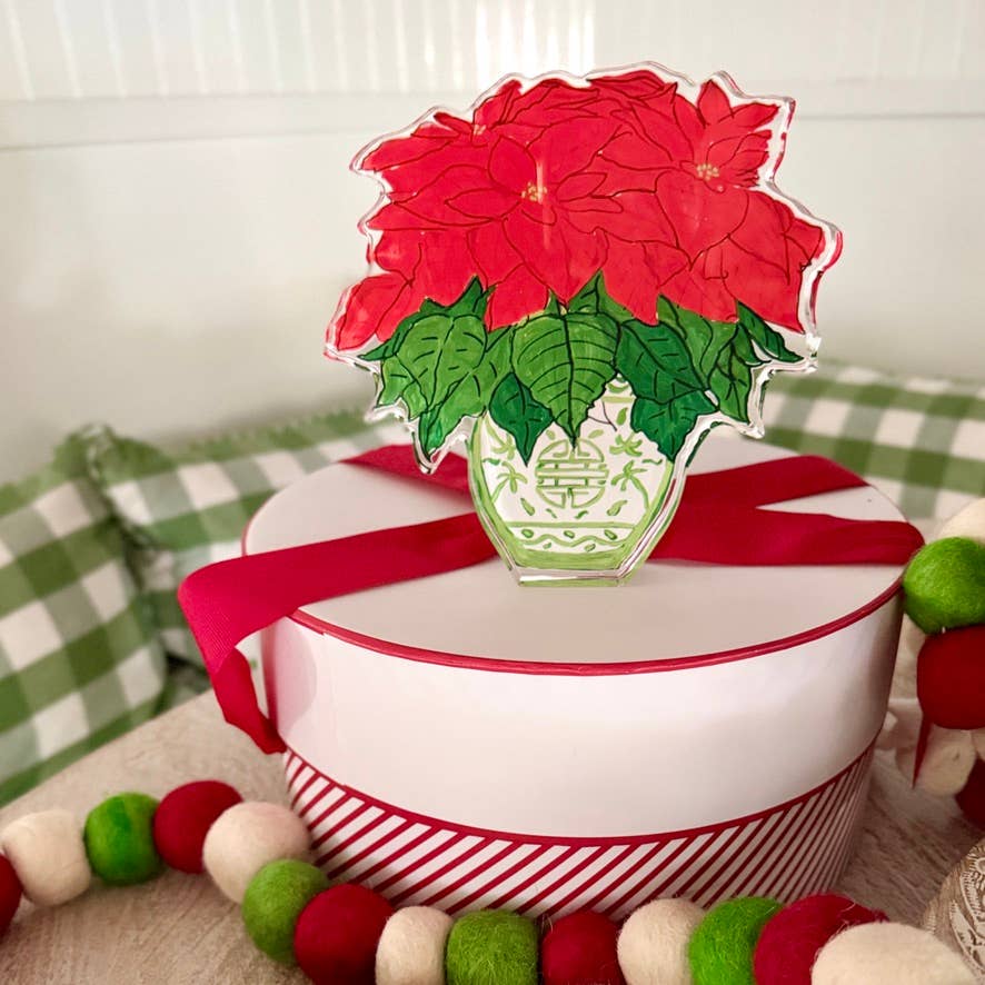 Lemondaisy Design - Wholesale Christmas Decoration - Acrylic Block Chinoiserie Christmas Poinsettia3